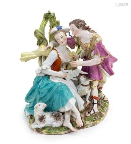 * A Meissen Porcelain Group Height 7 inches.