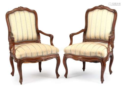 A Pair of Italian Fauteuils Height 41 1/4 inches.