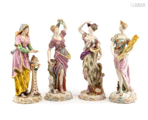 A Set of Four French Porcelain Allegorical Figures