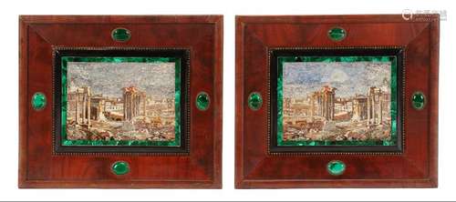 A Pair of Italian Micromosaic Panels Micromosaic: 8 5/8