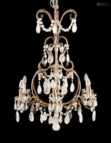 An Italian Beaded and Rock Crystal Mounted Chandelier