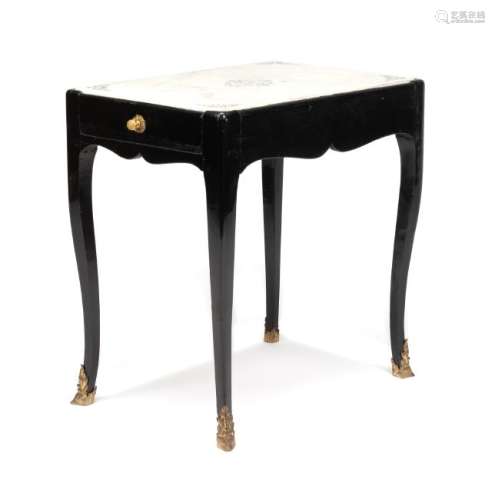 A Louis XV Ebonized Table Height 24 x width 15 3/4 x