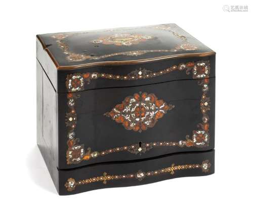 A Napoleon III Mother-of-Pearl and Brass Inlaid Cave a