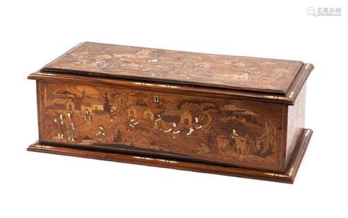 A Continental Marquetry Chest Height 14 x width 41 x