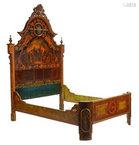 An Italian Renaissance Style Painted Bed Height 96 x