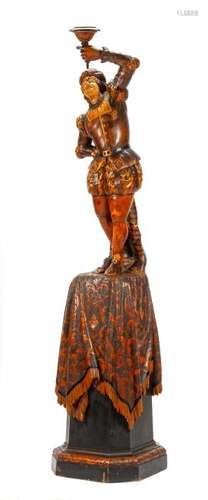 An Austrian Carved Wood Figure Height 75 1/2 inches.