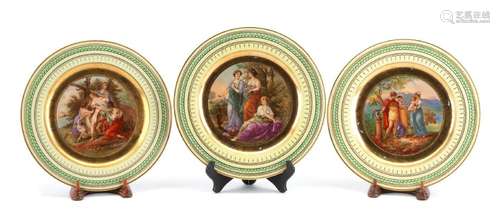 A Set of Twelve Vienna Porcelain Plates Diameter 10 3/4