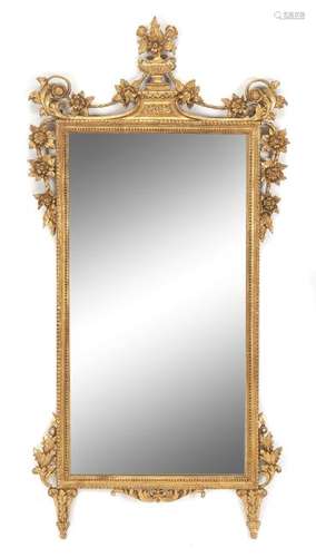 An Italian Giltwood Mirror Height 56 x width 27 1/2