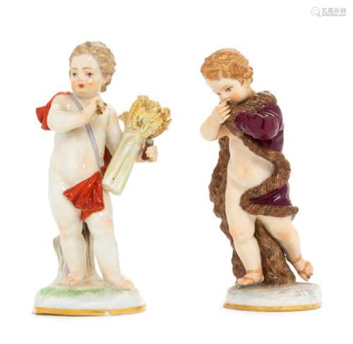 Two Meissen Porcelain Figures Height of taller 5 1/4