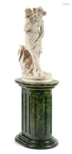 An Italian Marble Figural Group Height of marble 34