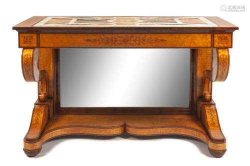 A Charles X Inlaid and Specimen Marble Inset Console
