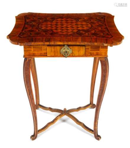* A Louis XV Walnut and Parquetry Table Height 29 x