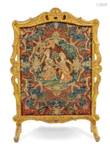 A Louis XV Style Needlepoint and Petit Point Inset