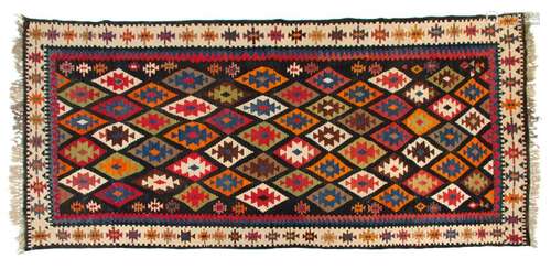 A Kuba Kilim Wool Rug 10 feet 8 inches x 5 feet 4