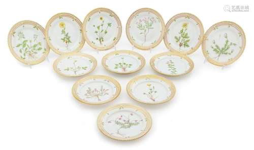 A Set of Twelve Royal Copenhagen Flora Danica Bread