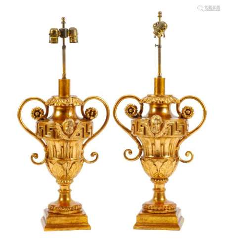 A Pair of Italian Neoclassical Style Carved Giltwood