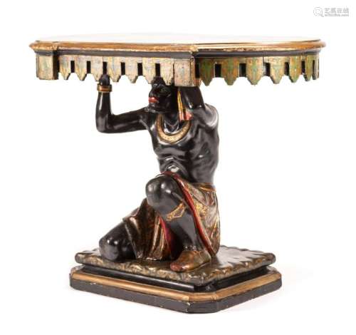 A Venetian Polychrome Decorated Figural Table Height 31