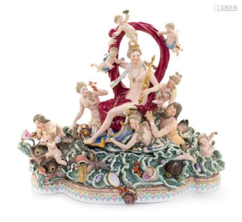 * A Pair of Large Meissen Porcelain Groups Depicting