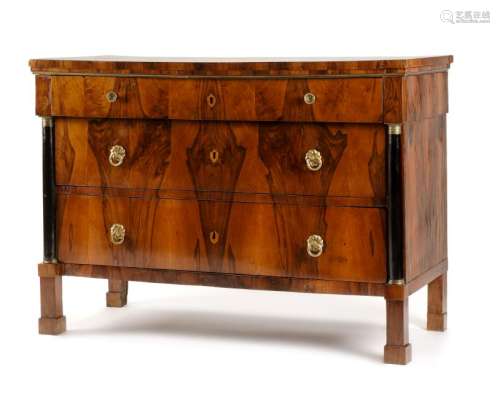 An Italian Neoclassical Parcel Ebonized Walnut Commode