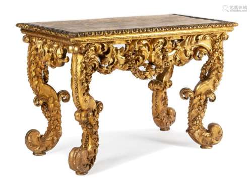 A Continental Giltwood Console Table Height 32 x width