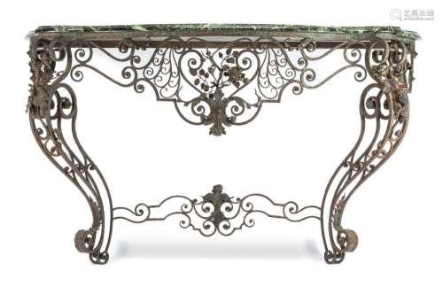 A Spanish Rococo Style Wrought Iron Console Table