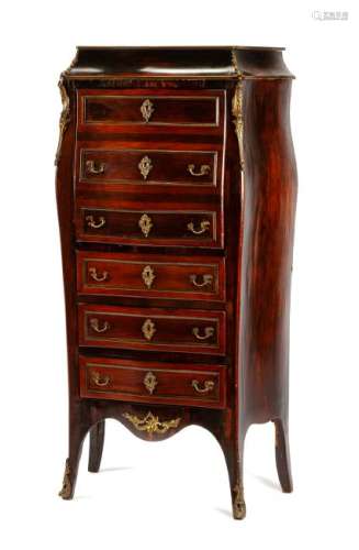 A French Bronze Mounted Rosewood Secretaire Height 46