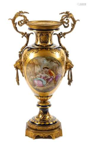A Gilt Bronze Mounted Sevres Style Porcelain Vase