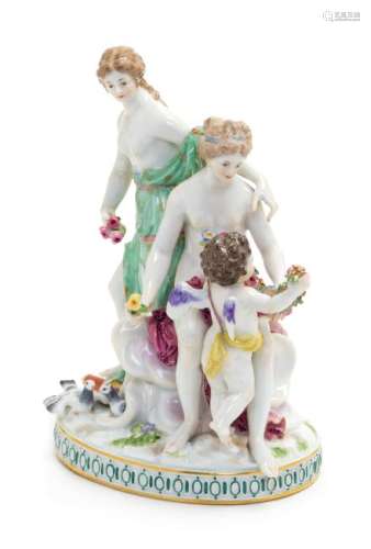 * A Meissen Porcelain Figural Group Height 8 1/4