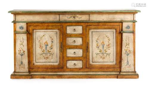 A Venetian Style Painted Sideboard Height 43 x width 82