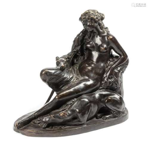 A Bronze Figural Group Height 24 x width 26 x depth 15