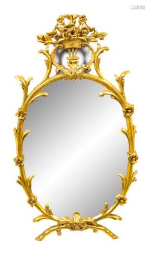 A Rococo Style Giltwood Mirror Height 41 1/4 x width 22
