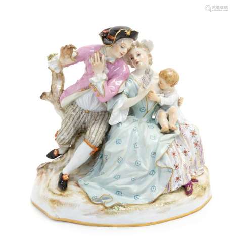 * A Meissen Porcelain Group Height 5 3/4 inches.