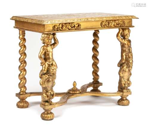 A Continental Giltwood Console Table Height 30 1/2 x