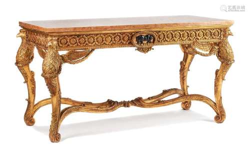 An Italian Giltwood Console Table Height 34 1/4 x width