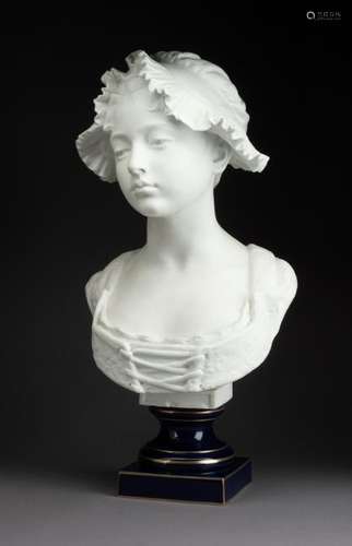 A French Bisque Porcelain Bust Height 21 3/4 inches.