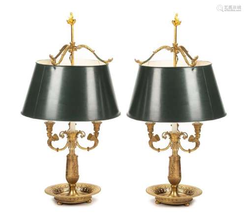 A Pair of Empire Style Gilt Bronze Four-Light