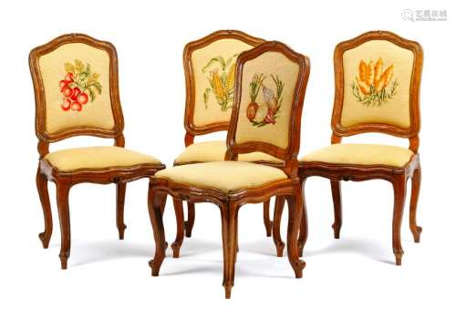 A Set of Four French Provincial Side Chairs Height 39