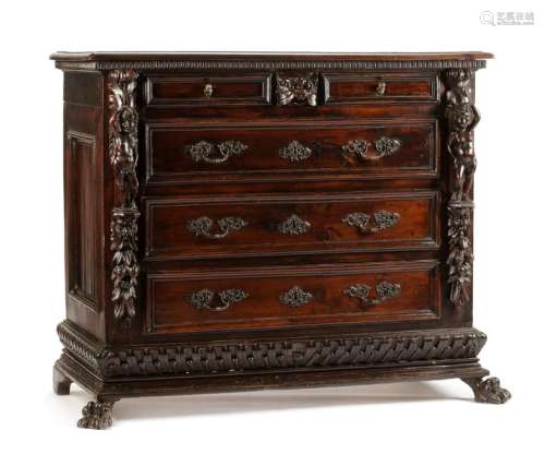 An Italian Renaissance Style Carved Chest of Drawers