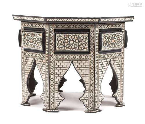 A Moorish Style Mother-of-Pearl Inlaid Table Height 22