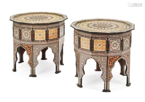 A Pair of Moorish Mother-of-Pearl Inlaid Side Tables