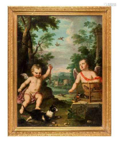 French School, (19th Century), Cherubs at Play and at