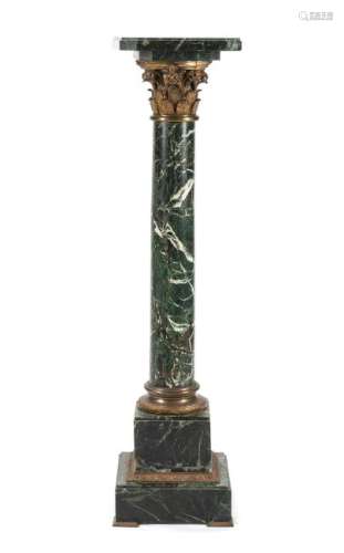 A French Gilt Bronze Mounted Marble Pedestal Height 49