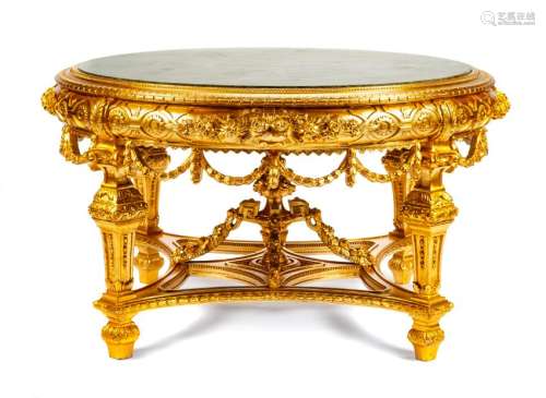 An Italian Louis XVI Style Giltwood Salon Table Height