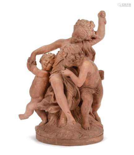 A French Terra Cotta Figural Group After Clodion Height
