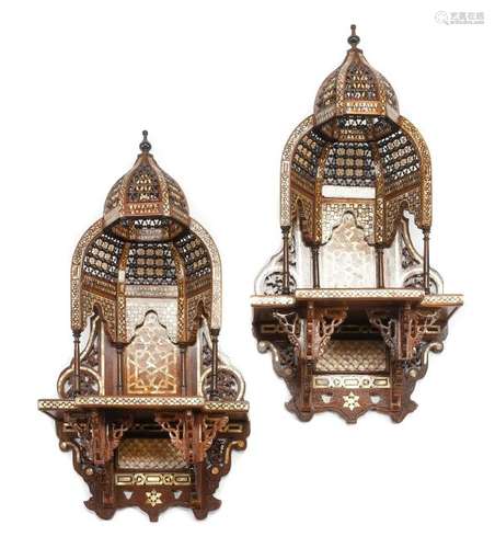 A Pair of Moorish Mother-of-Pearl Inlaid Wall Brackets