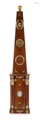 An Empire Style Obelisk Form Tall Case Clock Height