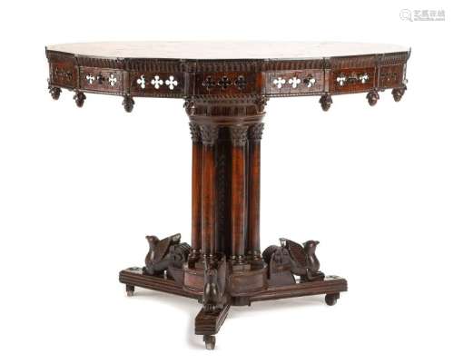 An Italian Marquetry Center Table Height 31 1/2 x