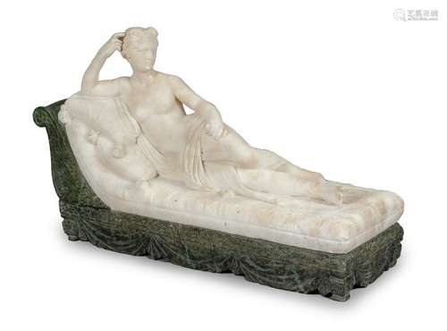 An Italian Alabaster Figure Height 14 x width 22 x