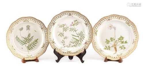 A Set of Ten Royal Copenhagen Flora Danica Reticulated