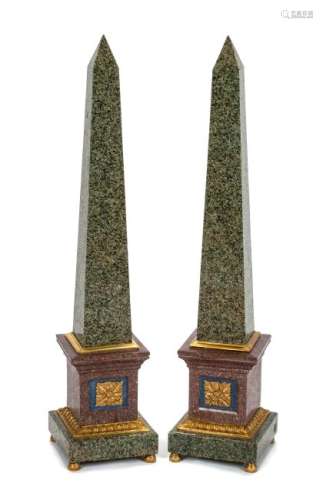 A Pair of Grand Tour Style Bronze Mounted Hardstone